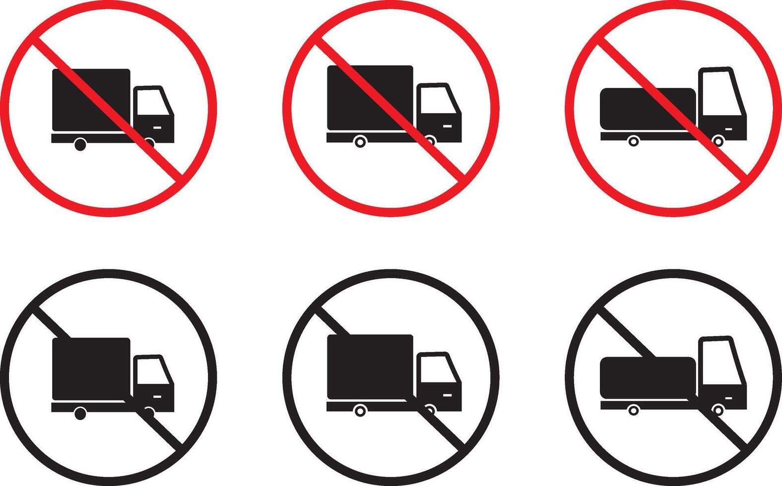 No bus icon set . Forbidden Sign,Parking prohibited symbol,Concept for transportation, vector