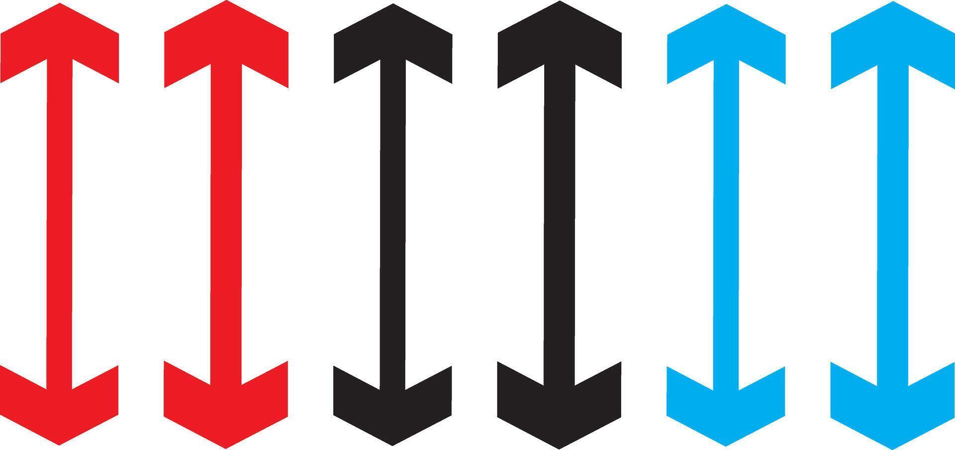 set off Arrow icon on white background. Horizontal dual sided long straight arrow signs. Black arrow Set, app and logo design, Red Long arrow to the left right. vector