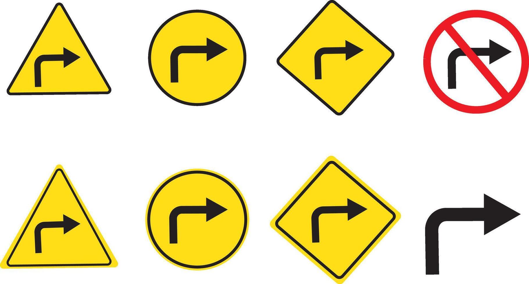 turn left and turn right sign icons, traffic direction and Road safety, traffic direction and Road safety, vector
