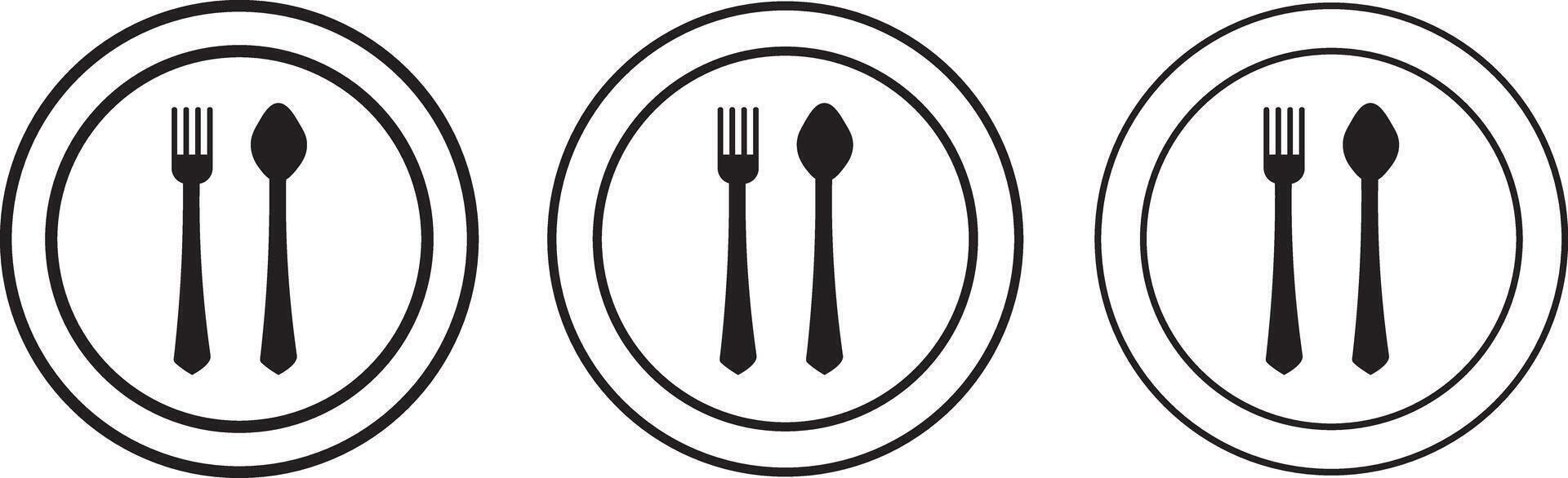 Fork Knife Line and Silhouette Icon Set. Flat Empty spoon.Menu button.Canteen icon Flat sign, icons on transparent background, vector