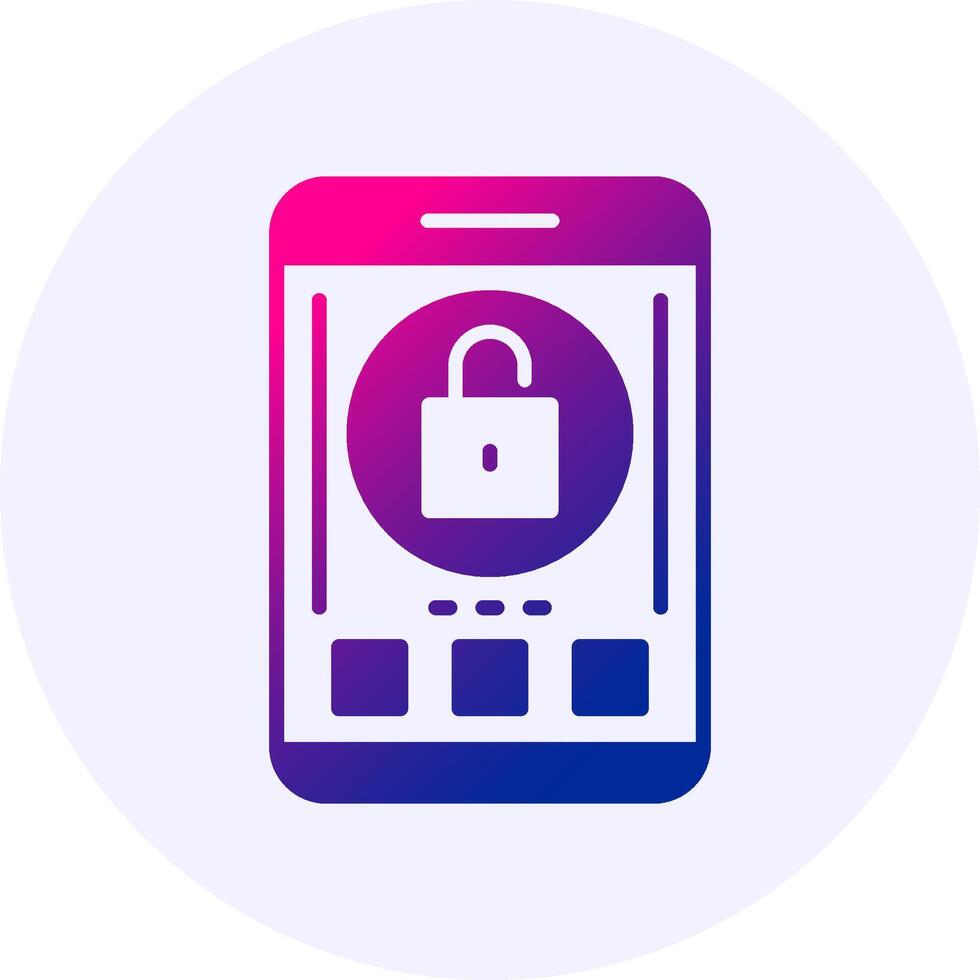 Unlock Mobile Interface Icon Minimal Gradient Style vector
