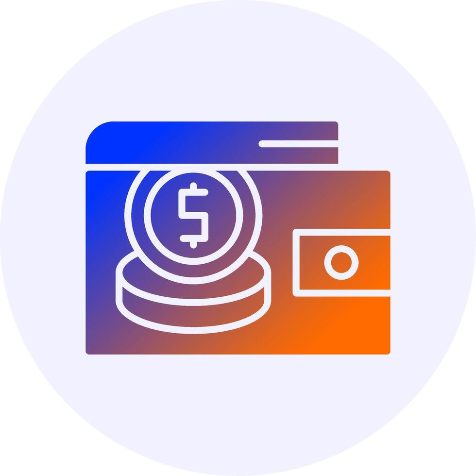 Wallet with coins Icon Minimal Gradient Style vector