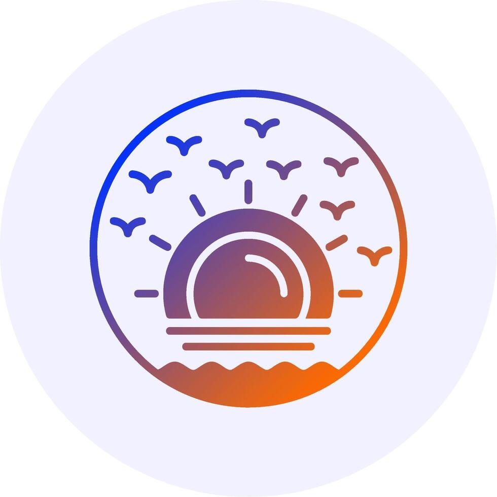 Beach sunset painting Icon Minimal Gradient Style vector