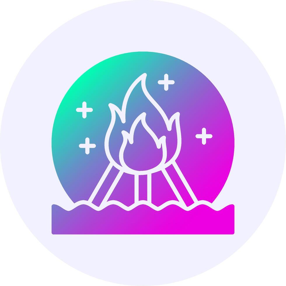 Beach bonfire Icon Minimal Gradient Style vector
