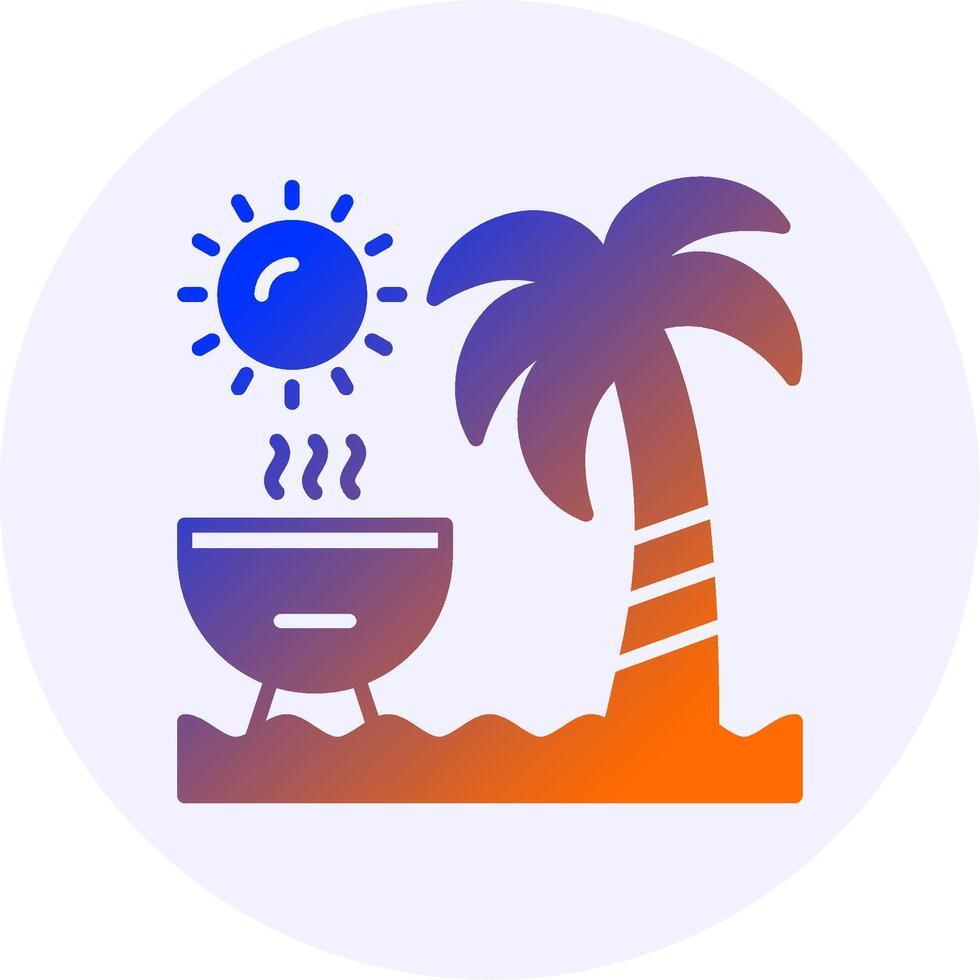 Beach BBQ Icon Minimal Gradient Style vector