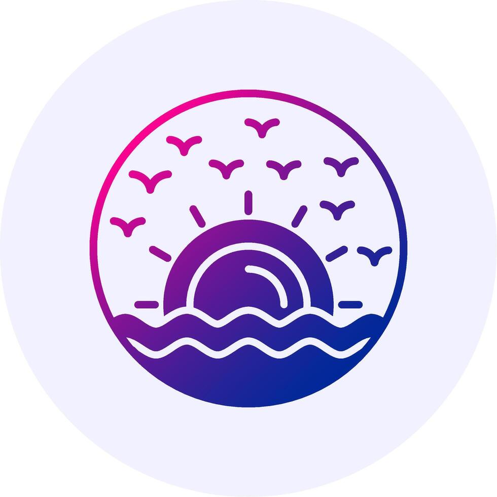 Beach sunrise painting Icon Minimal Gradient Style vector