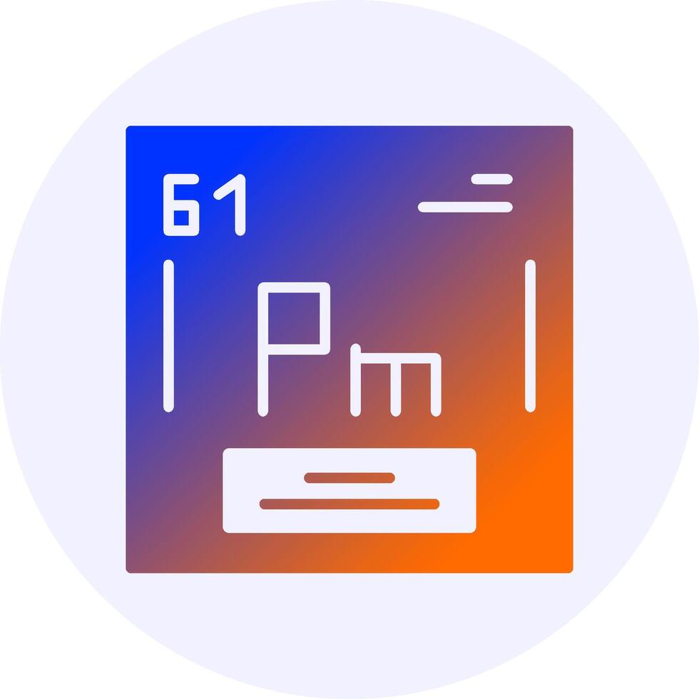 Promethium Chemical Icon Minimal Gradient Style vector