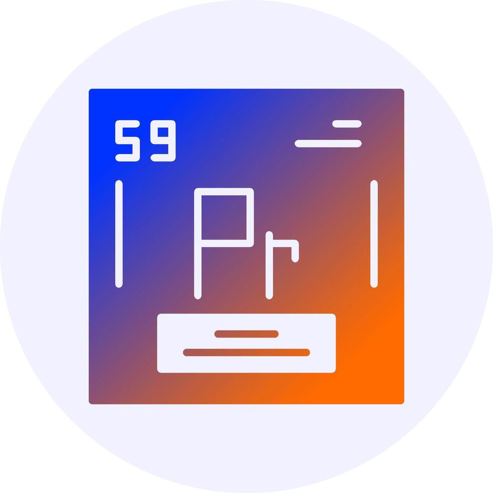Praseodymium Chemical Icon Minimal Gradient Style vector