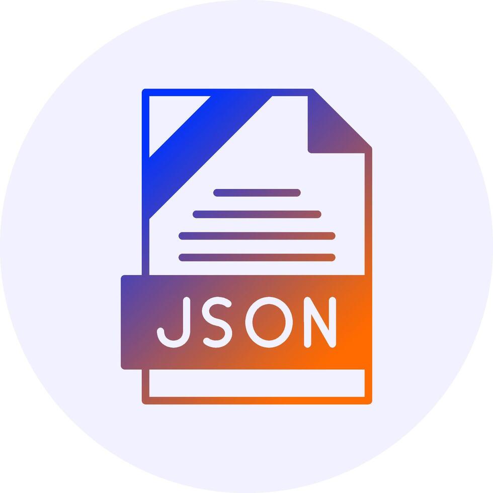 JSON Format Solid Icon Minimal Gradient Style vector