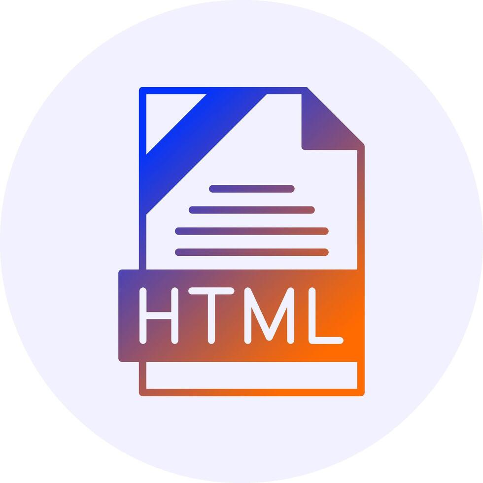 HTML Format Solid Icon Minimal Gradient Style Design vector