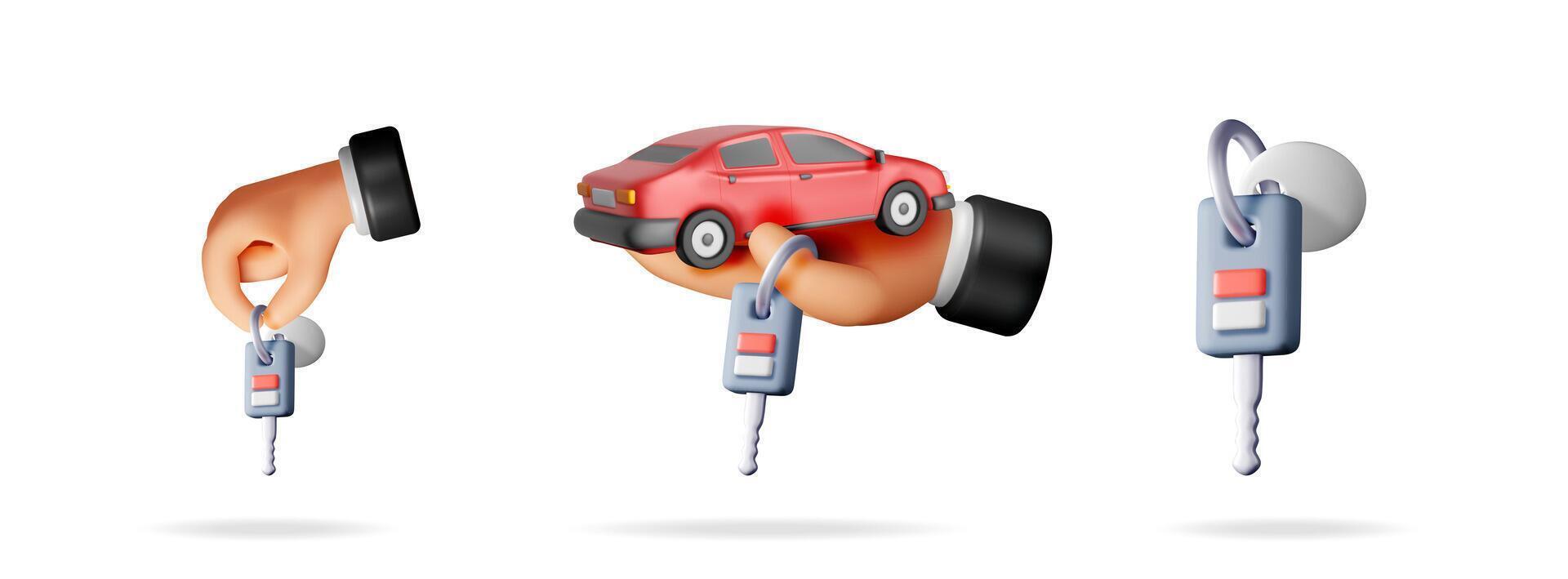Car key and vehicle exchange illustration vector