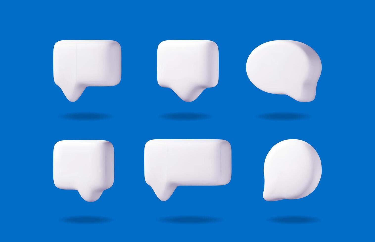 Set of 3d chat bubble communication elements. White empty speech dialog box message icon for social network discussion application. vector