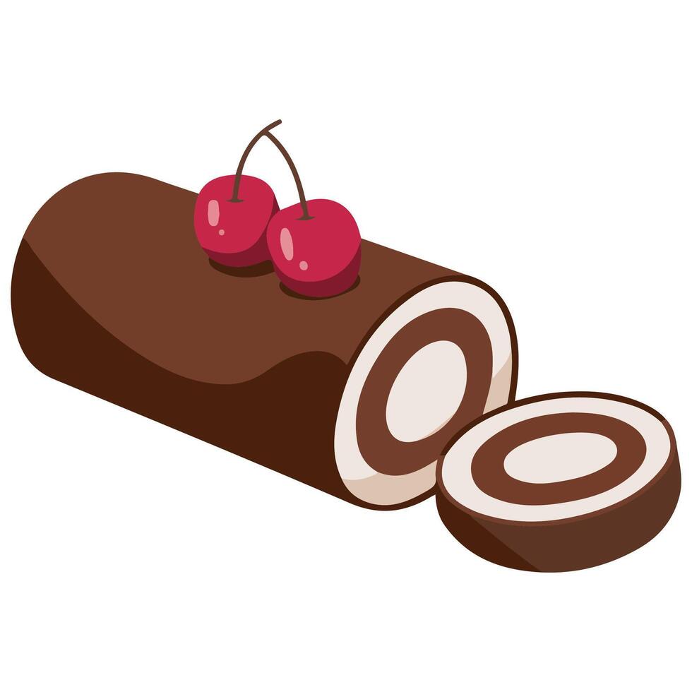 delicious chocolate frosted dessert with candle isolated illustration on white background vector