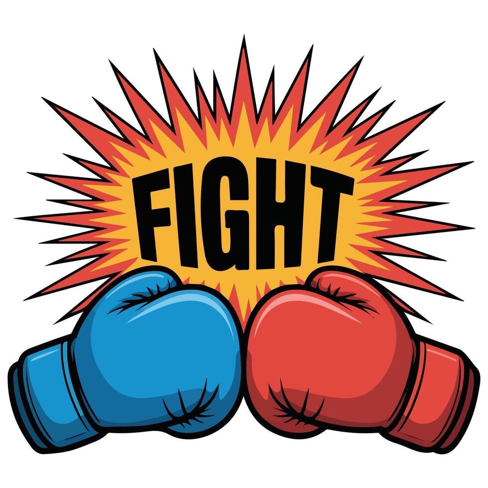 red and blue sports gloves for combat training isolated illustration on white background vector