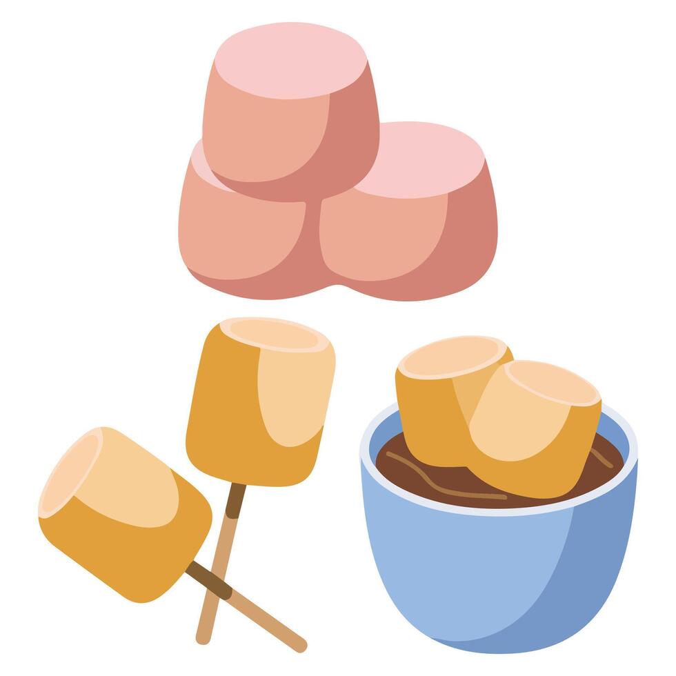 cartoon marshmallow icons for web projects isolated illustration vector