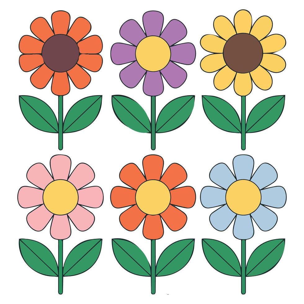 botanical clipart set of floral elements isolated illustration on white background vector