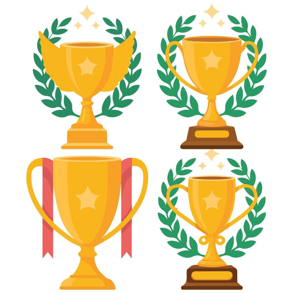 golden success trophy for sports winners isolated illustration on white background vector