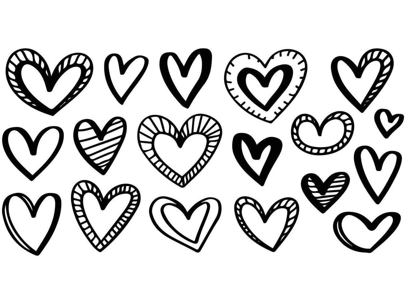 scribble heart collection for scrapbooking isolated illustration on white background vector