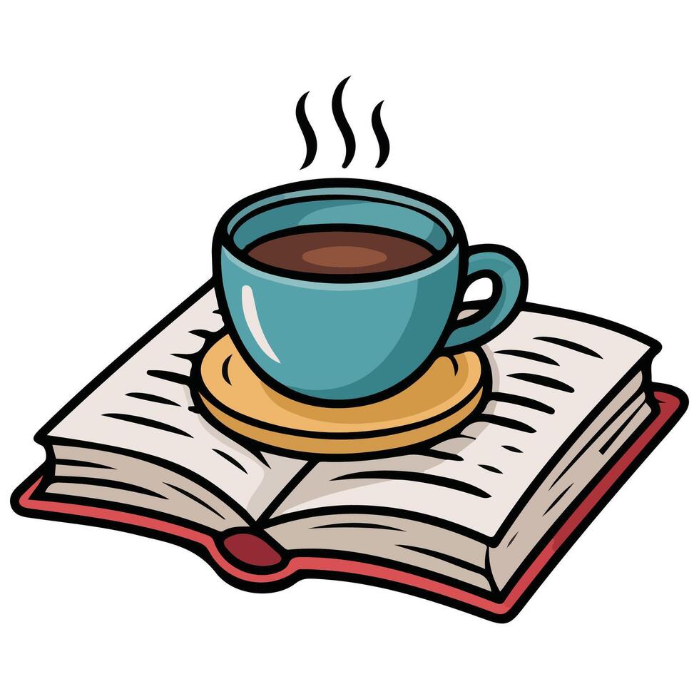 hot drink and novel sketch isolated illustration on white background vector