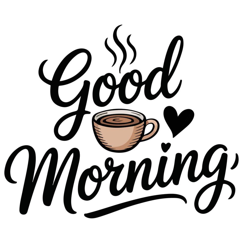 good morning brush lettering typography poster isolated illustration vector