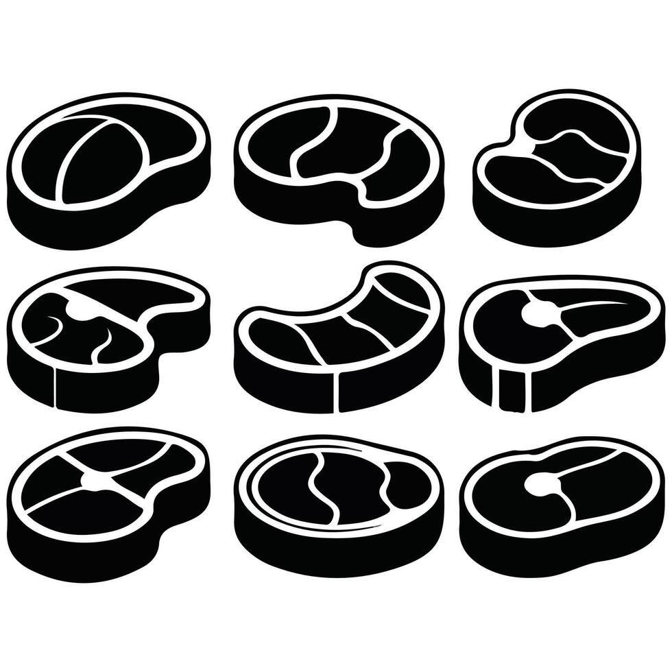 steak set icon with meat symbol isolated illustration on white background vector