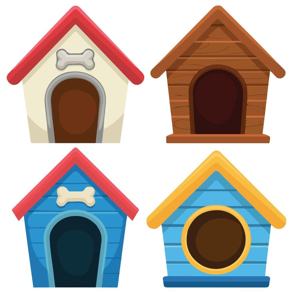 doghouse flat wooden icon isolated illustration on white background vector