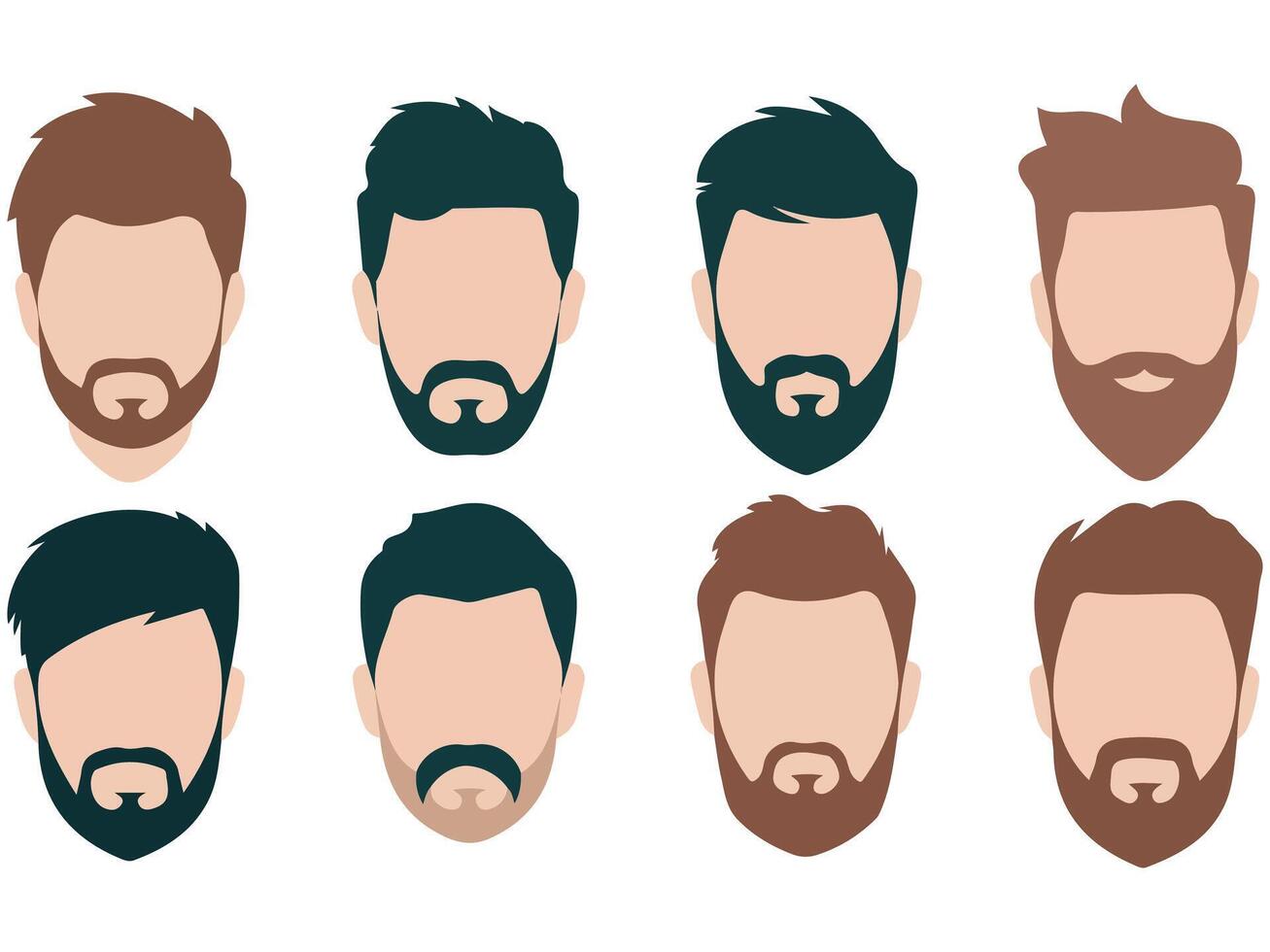 set of male avatars with mustaches isolated illustration on white background vector