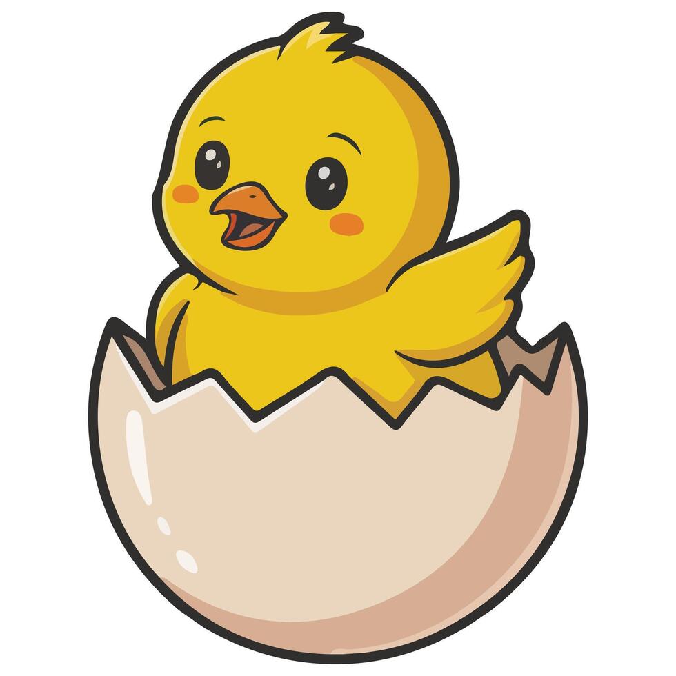 cute easter chick hatched from egg isolated illustration on white background vector