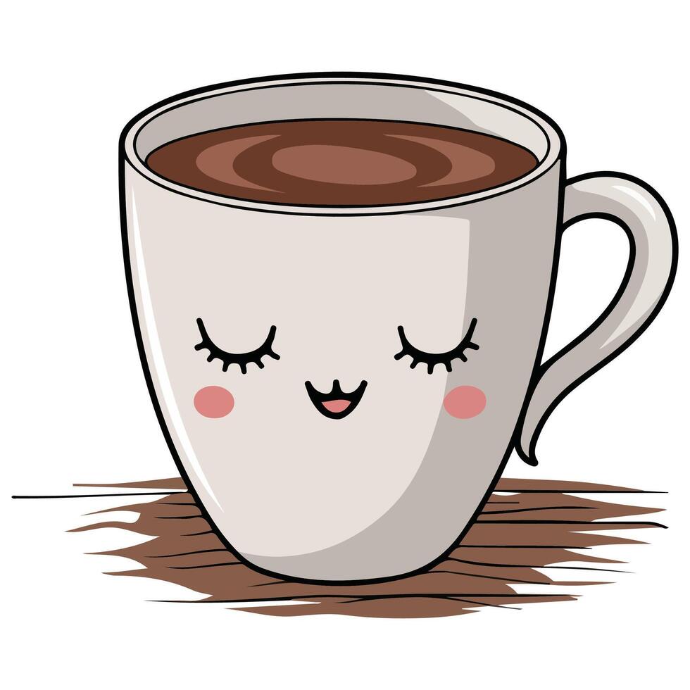 smiling kawaii coffee cup emoji isolated illustration on white background vector