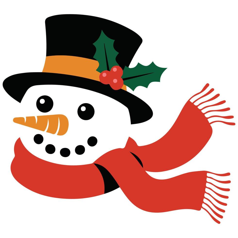 snowman face mask for christmas photos isolated illustration on white background vector