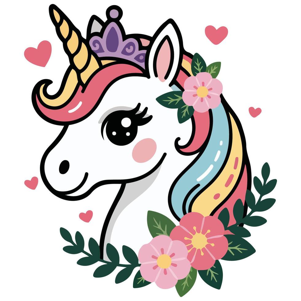 unicorn head with eyelash magic horse isolated illustration on white background vector