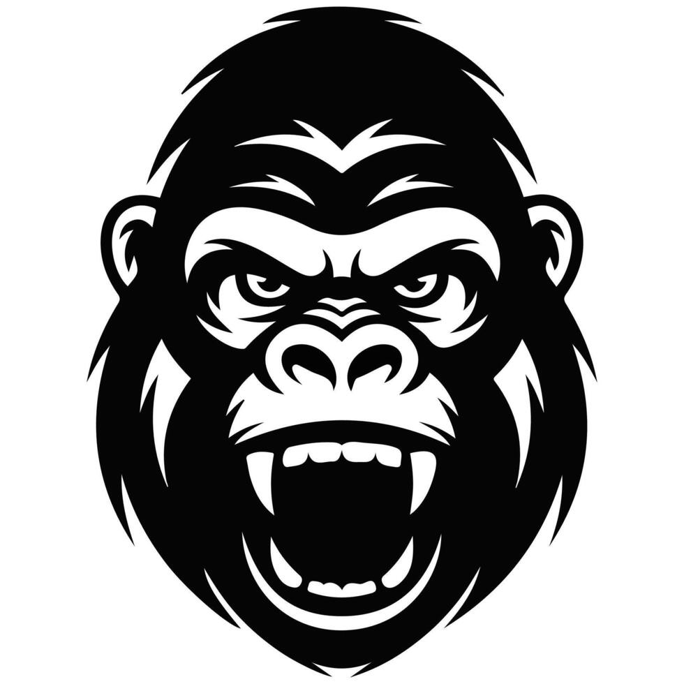 angry gorilla head isolated illustration on white background vector