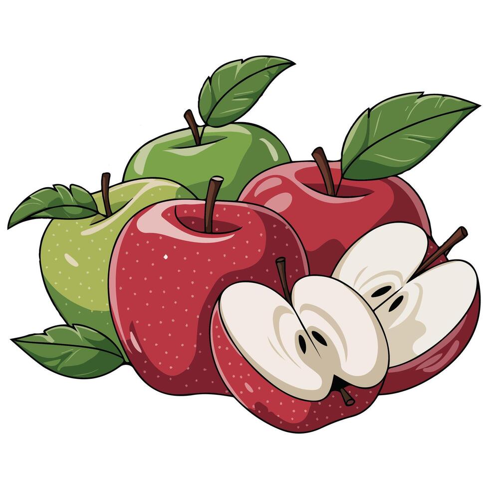 red apple flat design illustration isolated on white background vector