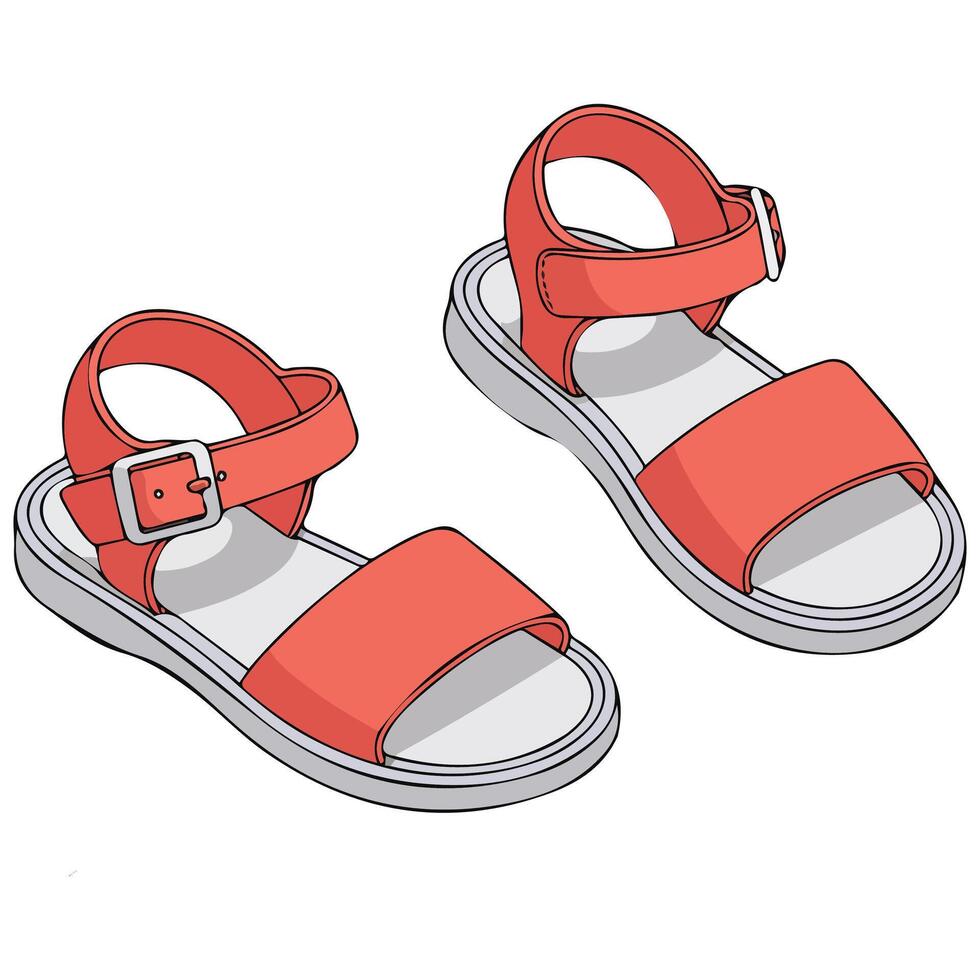 kids summer sandals footwear pair isolated illustration on white background vector