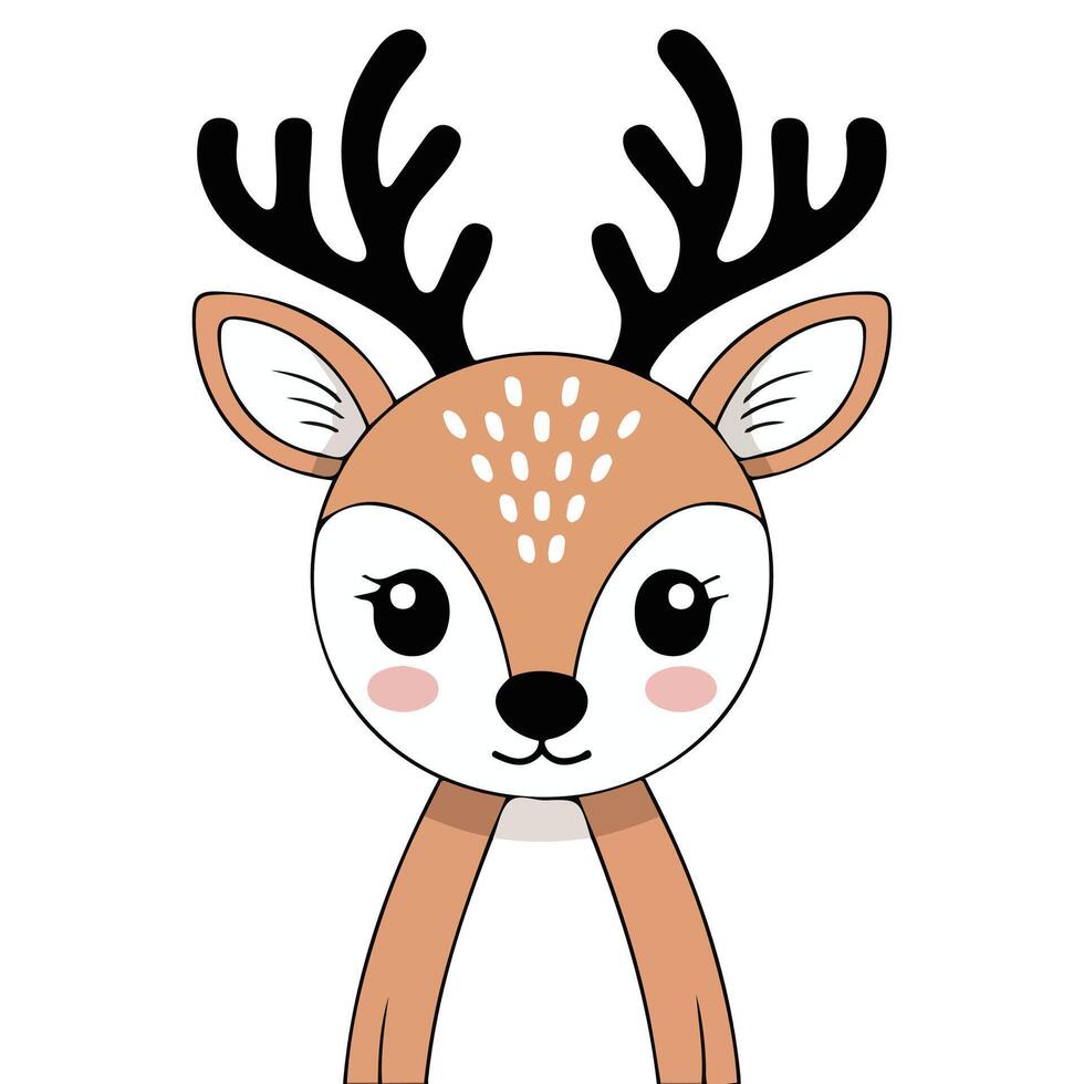 banner with cute reindeer isolated on white background vector