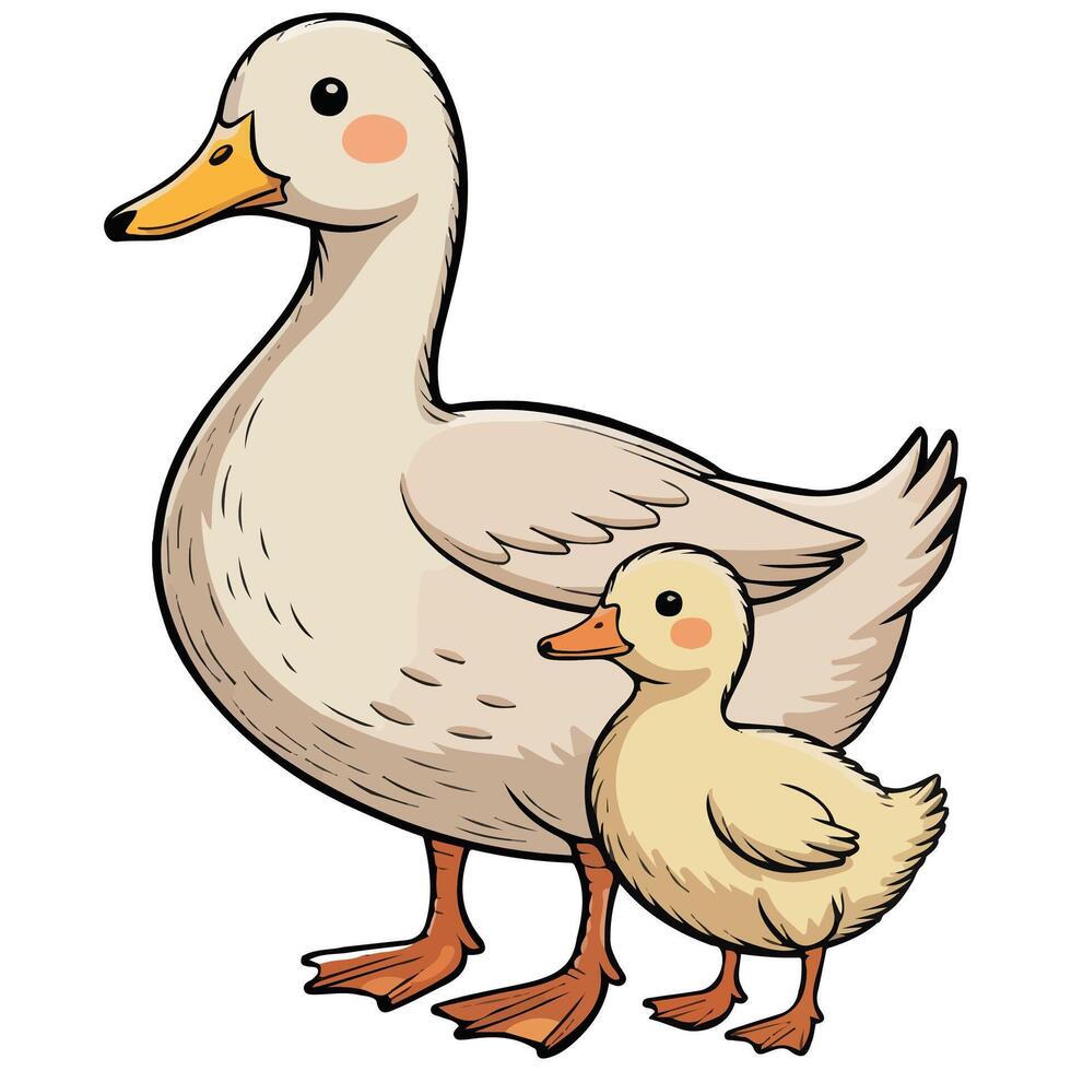 flat illustration of cute goose isolated on white background vector