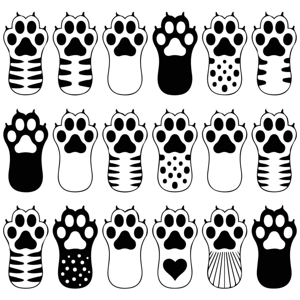 paw doodle cute cats paws hand drawn isolated illustration vector