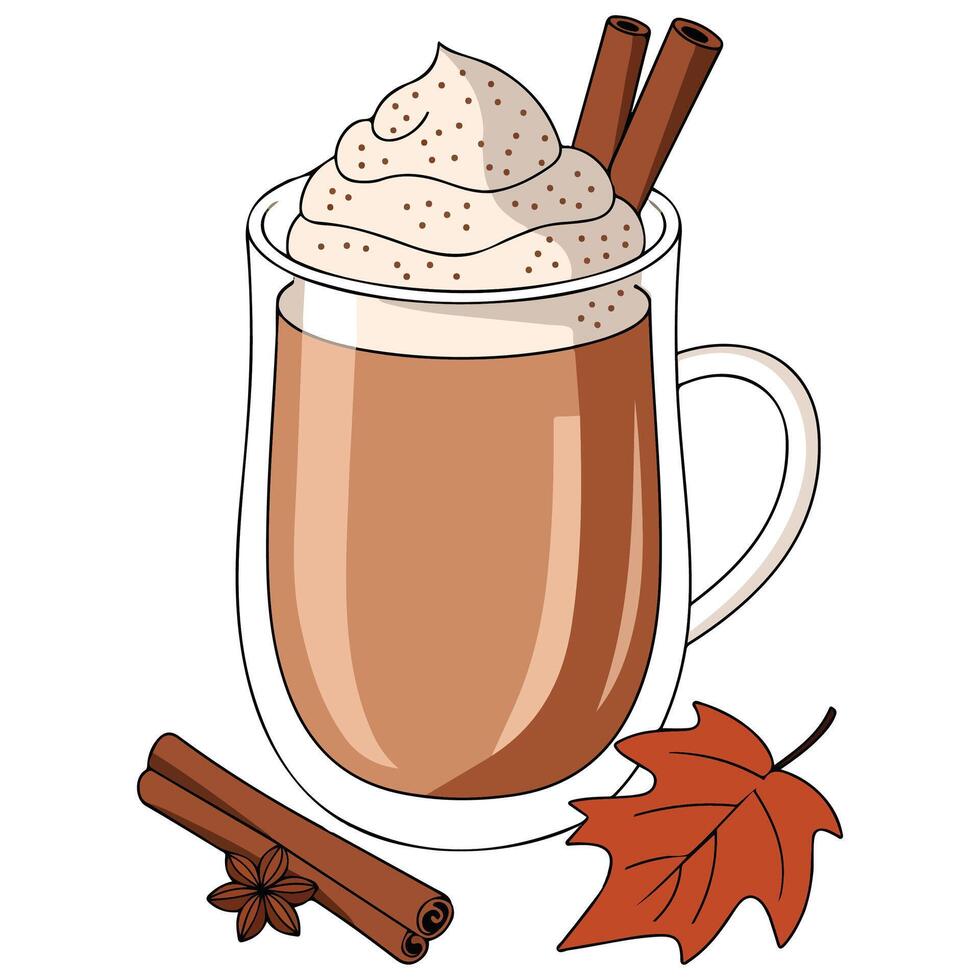 autumn coffee drink pumpkin spice latte isolated illustration vector