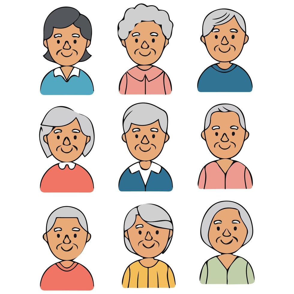 senior citizens portrait isolated illustration on white background vector