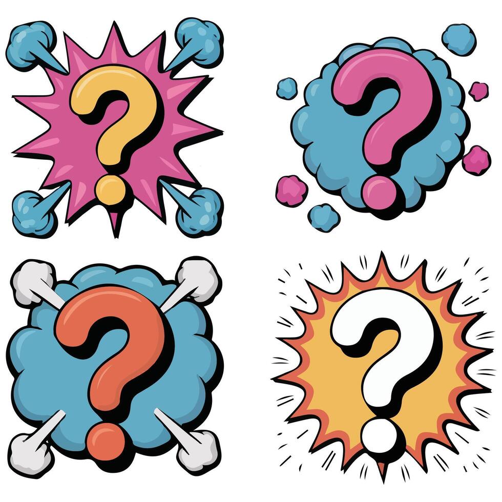pop art speech bubble question marks isolated illustration vector
