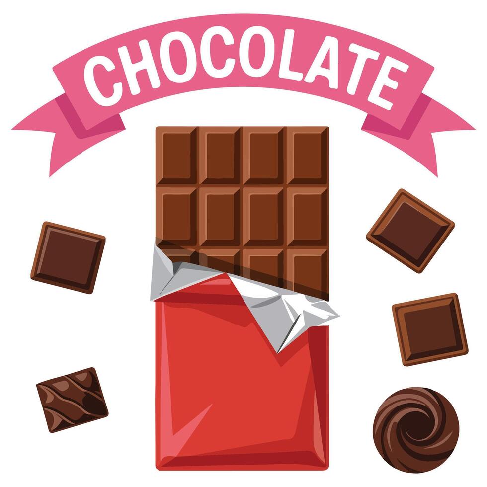 set of chocolate icons stickers isolated illustration on white background vector