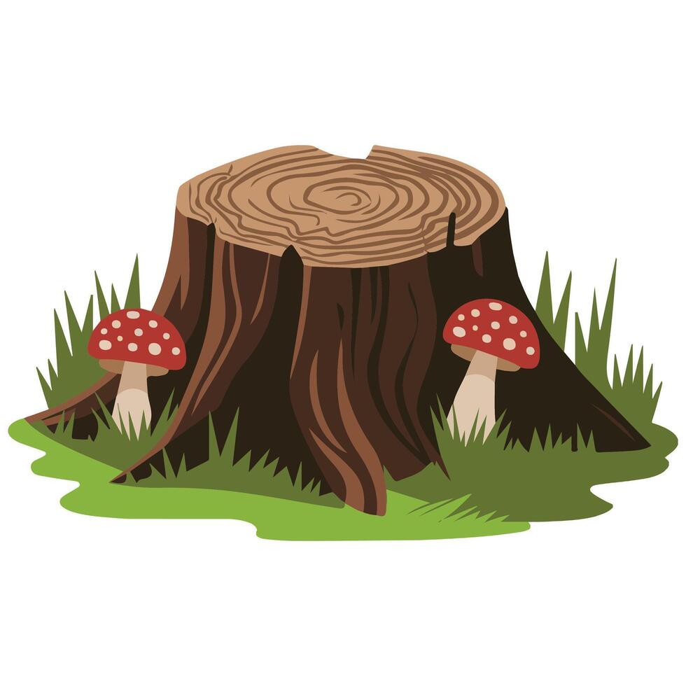 isolated tree stump illustration on white background vector