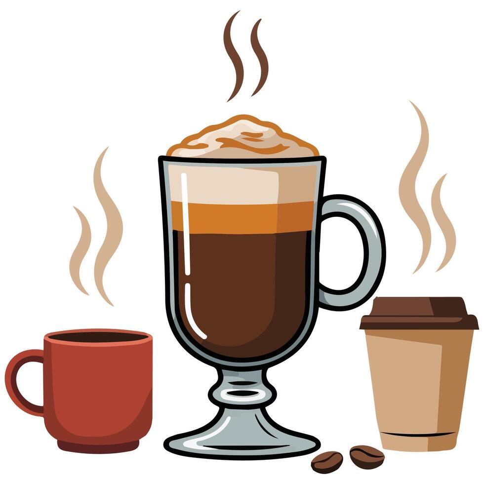 flat coffee illustration isolated on white background vector