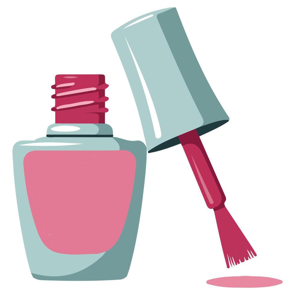 nail polish open bottle illustration isolated on white background vector