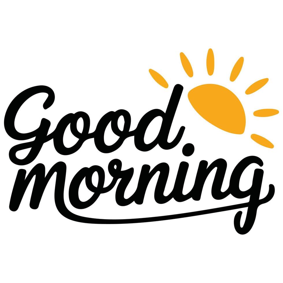 lettering good morning with sunrise isolated illustration vector