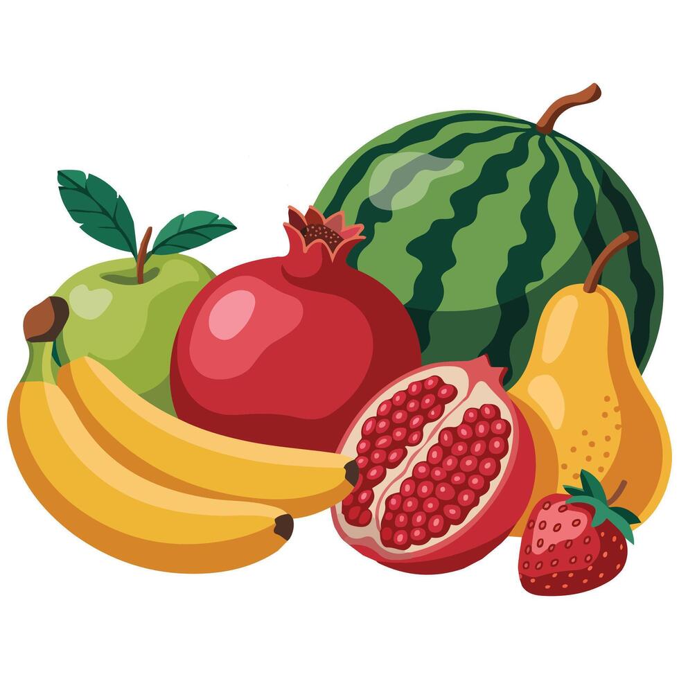 heap of natural fruits isolated illustration on white background vector