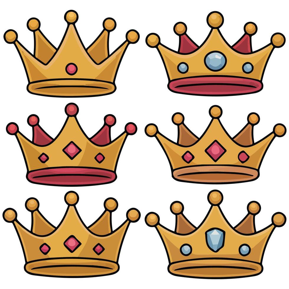 princess crown icon set in flat style isolated illustration vector