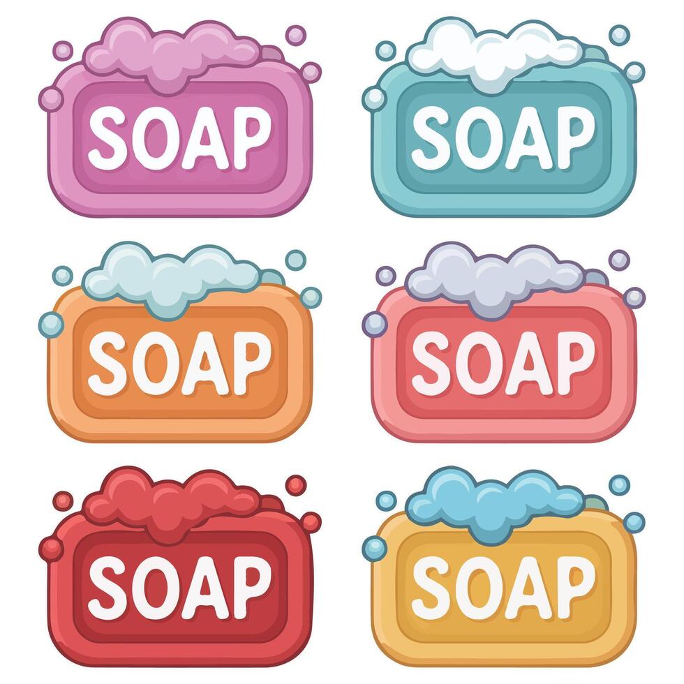 bar of soap with foam icon set isolated illustration vector