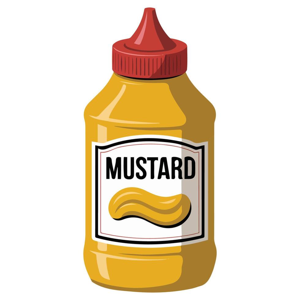 happy mustard in bottle character isolated illustration vector