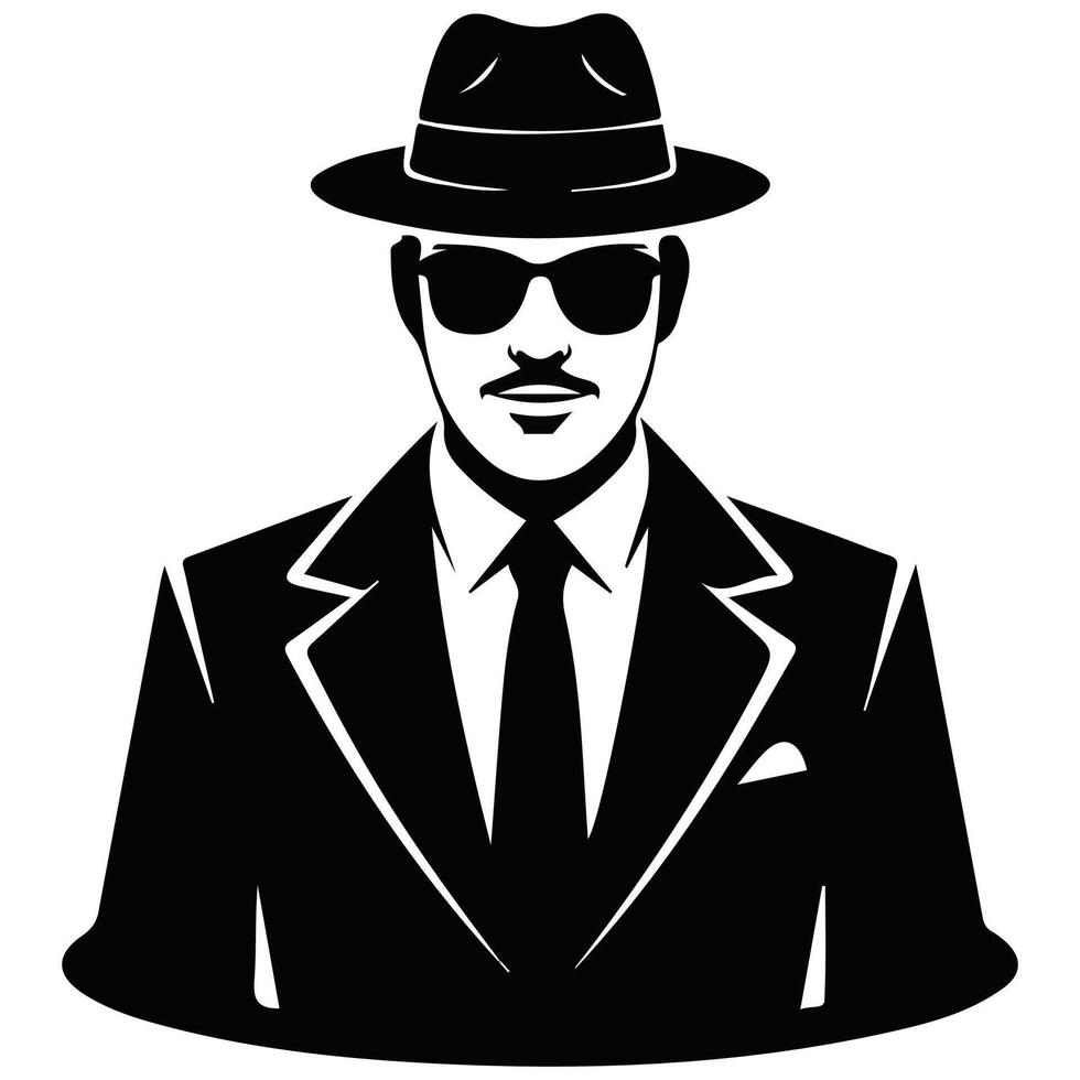 agent icon spy sunglasses isolated illustration on white background vector